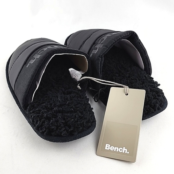 BENCH Kids Black Sherpa Quilted Puffer Slide On Slippers Fiber  Fill Size S / M - Picture 3 of 10